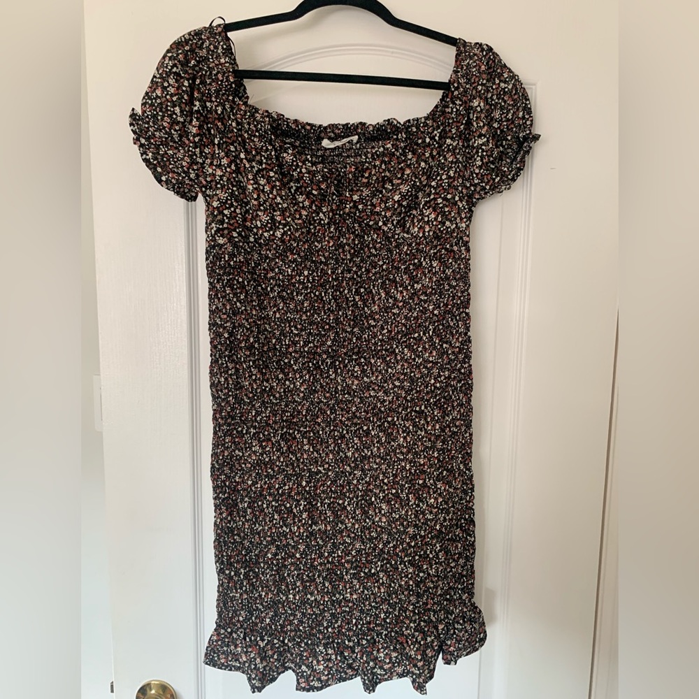 Floral Mini Ruched Dress - Size Large